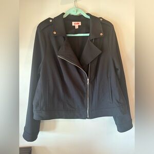EVRI Women's Black Leather Jacket with Silver Accents